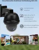 A security camera and smartphone displaying footage, with surrounding graphics highlighting features. Anteprima dell’immagine prodotto