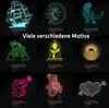 A collage of nine different 3D LED night light designs. Produktbild-Vorschau