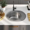 vidaXL Vestavný dřez se sítkem a sifonem Oválný dřez z Náhled obrázku produktu 3