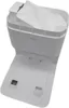 A white robot vacuum base station with a dust bag partially inserted. Voir les images du produit