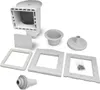 A collection of white plastic pool skimmer components and accessories laid out on a white background. Produktbild-Vorschau