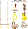 A collage of images showing details of a children's swing set. Produktbild-Vorschau