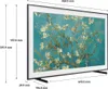 A television screen displaying a painting, with dimensions indicated by lines and numbers. Produktbild-Vorschau