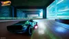 A futuristic race car speeds around a track in a neon-lit tunnel. Produktbild-Vorschau