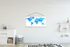 MuchoWow® Textilposter Weltkarte - Blau - Buchstaben 120x60 Produktbild-Vorschau 2