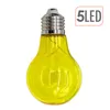 A yellow LED light bulb with a silver base against a white background. Produktbild-Vorschau