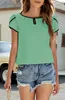 ASKSA Sommer Damen T-Shirt Rundhals Kurzarm Blütenblatt Produktbild-Vorschau 4