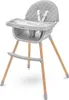 A high-chair for babies, with a grey seat and wooden legs, on a white background. Náhľad obrázku produktu
