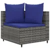 4-tlg. Garten-Sofagarnitur mit Kissen Grau Poly Rattan Produktbild-Vorschau 3