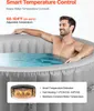A man is relaxing in an inflatable hot tub, with text overlays describing its temperature control features. Anteprima dell’immagine prodotto