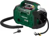 A green and black portable air compressor with hoses and attachments. Produktbild-Vorschau