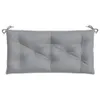 A gray tufted bench cushion is shown from above against a white background. Produktbild-Vorschau