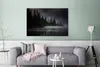 MuchoWow® - Leinwandbilder - Wald - Nebel - Schwarz - Weiß, Produktbild-Vorschau 2
