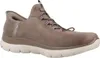 A single taupe Skechers slip-in sneaker is shown from a side angle against a white background. Produktbild-Vorschau