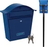 Nostalgie Briefkasten Blau Namenssschild & Standfuß, 2 Produktbild-Vorschau 1