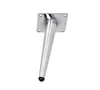 A single chrome furniture leg with a square mounting plate and a black rubber foot. Voir les images du produit