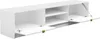 A white TV lowboard with two open doors and shelves. Náhled obrázku produktu