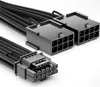 deleyCON 30cm PCIe 16pin (12+4pin) Stecker auf 2x8(6+2pin) Produktbild-Vorschau 2