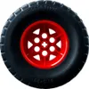 A close-up of a LEGO tire with a red rim. Podgląd zdjęcia produktu