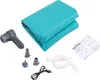 A collection of items for an inflatable bathtub, including the bathtub itself, an electric pump, various nozzles, a hose, a USB charging cable, and instructions. Produktbild-Vorschau