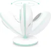 A white and green baby monitor shown in a dynamic, angled view, illustrating its adjustable head. Produktbild-Vorschau