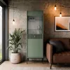 Vitrine MIDNIGHT mit Glastür auf Gestell Grün Produktbild-Vorschau 2