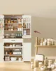 A kitchen cabinet filled with various kitchen items, with a shelf of spices and jars next to it. Náhled obrázku produktu