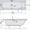 Technical drawing of a bathtub with dimensions. Náhled obrázku produktu