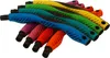 A collection of colorful fitness hoops arranged diagonally on a white background. Produktbild-Vorschau
