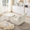 Relaxsessel mit Fußhocker Beige Teddyfell – Weiches Lazy Produktbild-Vorschau 13