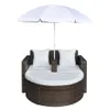 vidaXL Gartenbett mit Sonnenschirm Braun Poly Rattan Produktbild-Vorschau 3