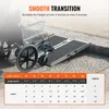 A wheelchair ramp is shown in use with a wheelchair on a paved surface, with a table of specifications below. Produktbild-Vorschau