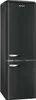 A black Amica refrigerator with chrome handles. Produktbild-Vorschau