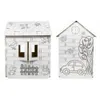Two cardboard houses with drawings on them, one with a car and tree, the other with a fence and windows. Anteprima dell’immagine prodotto