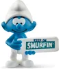 Figura Pitufo Con Cartel "Keep On Smurfin"  5,5 cms Vista previa de la imagen del producto 1