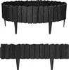 Two views of a black garden border with a wood-like texture, each supported by legs. Náhľad obrázku produktu