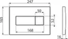 Technical drawing with dimensions of a toilet flush plate. Produktbild-Vorschau