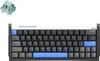 A mechanical keyboard switch and a compact mechanical keyboard are displayed against a white background. Produktbild-Vorschau