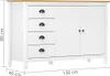 vidaXL Sideboard Hill Weiß 130x40x80 cm Massivholz Kiefer Produktbild-Vorschau 3