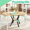 A round wooden dining table with black metal legs in a room setting, with chairs around it. Produktbild-Vorschau