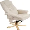 A cream-colored recliner chair with a wooden swivel base, shown against a white background. Anteprima dell’immagine prodotto