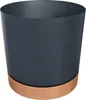A dark gray planter with a brown base on a white background. Náhled obrázku produktu