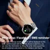 A man wearing a suit and tie adjusts his tie while wearing a smartwatch on his wrist. The smartwatch screen displays information. Produktbild-Vorschau