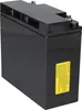 A black battery with a yellow warning label. Produktbild-Vorschau