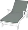 A white wooden chaise lounge with a gray cushion on a white background. Produktbild-Vorschau
