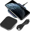 A smartphone is charging wirelessly on a charging pad, with a USB cable nearby. Produktbild-Vorschau
