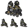 A set of four different types of skates, including inline skates, roller skates, and ice skates, presented on a white background. Voir les images du produit