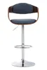 TPFLiving Barhocker Kingsley Holz/Stoff Walnuss/Blau Produktbild-Vorschau 2