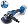 A cordless angle grinder is shown against a white background, with a warranty badge in the upper left corner. Produktbild-Vorschau