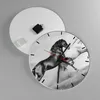 Wanduhr - Rund - Glasuhr - Pferde Tiere Galopp Wiese - Produktbild-Vorschau 2